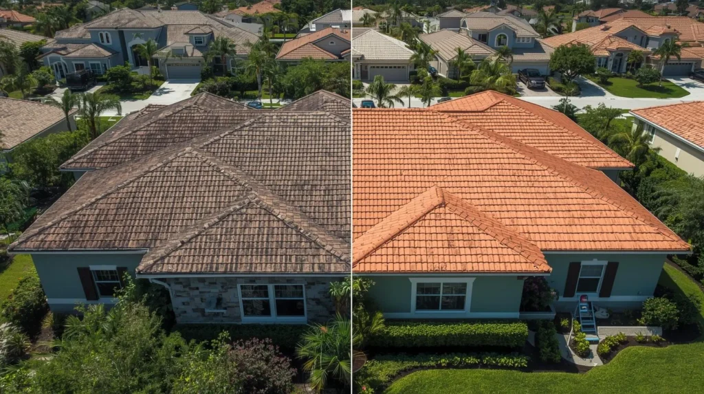 Roof Cleaning Boca Raton 2 before and after of roof cleaning